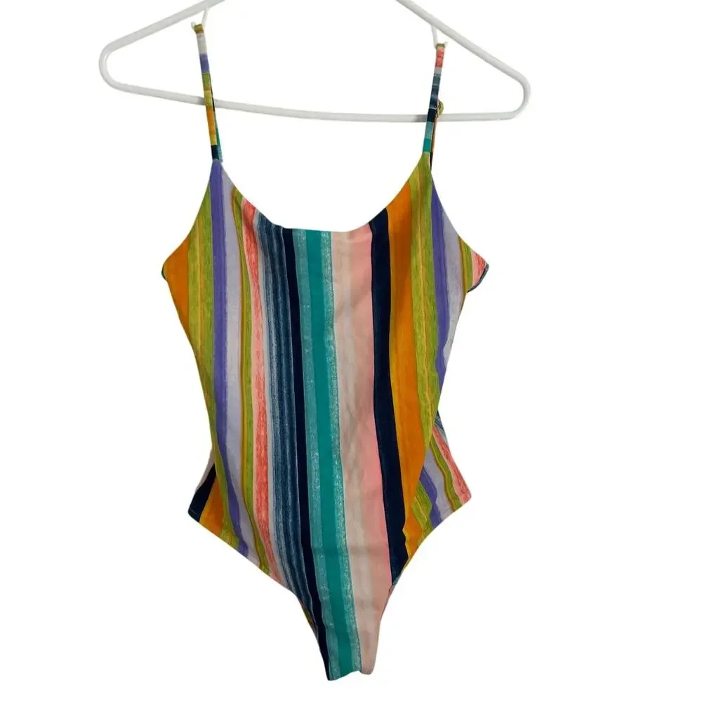 Body Glove Women's One Piece Multicolor Striped Swimsuit - Size Large